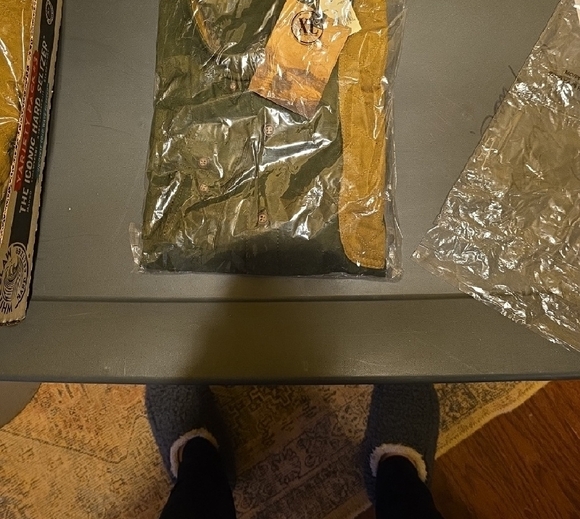 Men's Olive Green Tan Jacket Shirt Hunting Long Sleeve Button Down Winter Warm - Picture 11 of 11